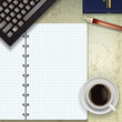 office desk with keyboard coffee and notepad office desk with keyboard coffee and notepad