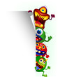 Monster cartoon with blanks sign