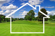 A new house symbol over perfect nature background