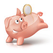 Sparschwein mit Euro Münze