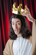 King with crown against background King with crown against background