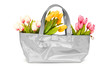 Bag and flowers isolated on the white background Bag and flowers isolated on the white background