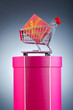 Christmas shopping concept with shopping cart