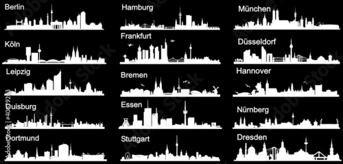 Vector: Deutsche Städte in weiß Deutsche Städte in weiß