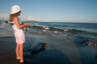 Fishing -  girl fishing at the beach
