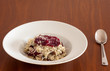 Risotto with cheese and beet