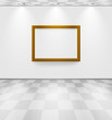 Grey lightened room with wooden frame