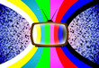 Card with retro tv and styled color table