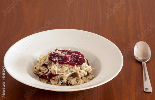Photo: Risotto with cheese and beet Risotto with cheese and beet