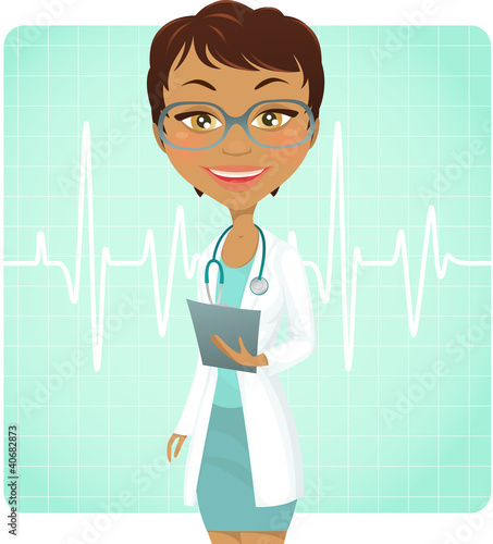 Vector: Young female doctor with stethoscope Young female doctor with stethoscope