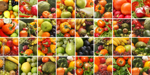 Photo: A collage of images with fresh fruits and vegetables A collage of images with fresh fruits and vegetables