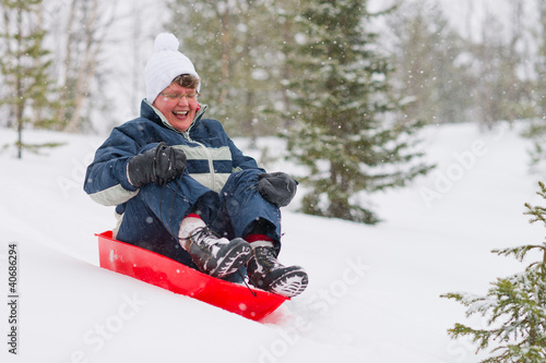Photo: Woman and sled Woman and sled
