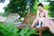 Mother and daughter outdoors