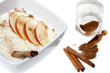 rice pudding with apple slices and cinnamon