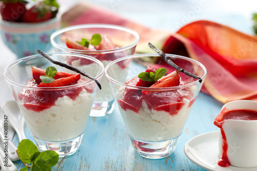 Photo: rice pudding with strawberry rice pudding with strawberry