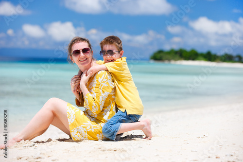 Photo: Mother and son at beach Mother and son at beach