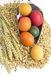 Bunte Eier und Getreide