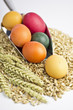 Bunte Eier und Getreide