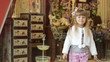 Little girl in the store with their purchases