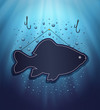 raster blackboard fish water blue background drops