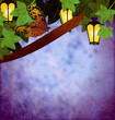 garden lanterns or lamps with yellow lights night picture grunge