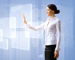 Illustration: Business woman and touchscreen technology Business woman and touchscreen technology