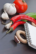 notebook for cooking recipes and vegetables