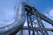 Industrial zone, Steel pipelines in blue tones Industrial zone, Steel pipelines in blue tones