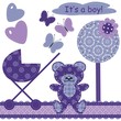 set with scrapbook object for newborn boy
