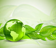Background with leaves and globe