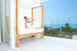 Woman enjoying tropical luxury