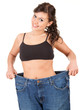 young woman showing how much weight she lost