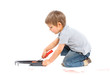 happy young boy painting over white happy young boy painting over white