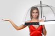 Woman in black dress with umbrella Woman in black dress with umbrella