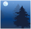 Vector: Moon over treetops Moon over treetops
