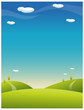 Rolling landscape with blue sky