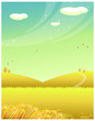Mountains with wheat field