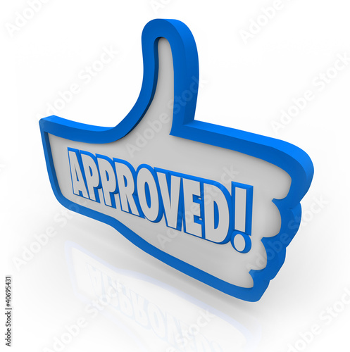 Illustration: Approved Blue Thumb's Up Symbol Like Agreed Accepted Approved Blue Thumb's Up Symbol Like Agreed Accepted