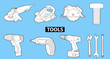tools on blue