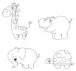 Vector: Outlined cute animals Outlined cute animals