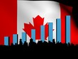Vancouver skyline and graph over Canadian flag illustration