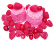 pink fruit ice-cream with spoon pink fruit ice-cream with spoon
