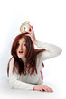 Photo: a woman and a clock a woman and a clock