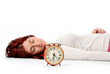 Photo: a woman's hand presses the button of clock a woman's hand presses the button of clock