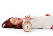 a woman's hand presses the button of clock a woman's hand presses the button of clock