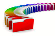 multicolor computer folder on white background. Isolated 3d imag
