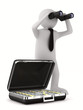 man with binocular on white background. Isolated 3d image man with binocular on white background. Isolated 3d image