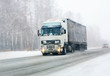 truck goes on winter road