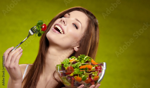 Photo: happy healthy woman with salad happy healthy woman with salad