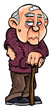 Cartoonold man with walking stick